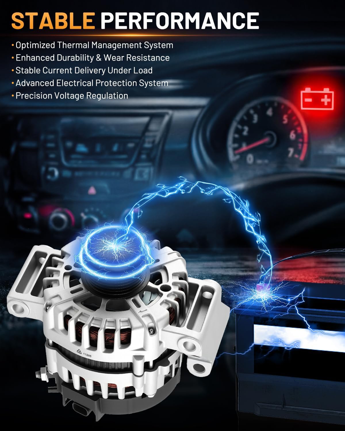 Alternator 11265 Fit for Chevrolet Malibu 2.4L 2008-2012, for Pontiac G5 2008-2010, for Saturn Aura 2.4L 2008-2009 Automotive Replacement Alternators 11265N 20758751 15828450 200421025101