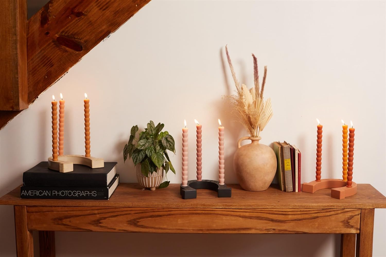 Paddywax Taper Candles Shaped Unscented Dinner Candle Set, 9.8-Inch, Black & White, 4-Count