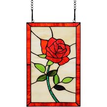 Red Rose Flower Stained Glass Window Hanging,Valentines Day Rose Gifts for Wife Girlfriend,Birthday Gift for Women, Mom, Grandma, Aunt, Sister