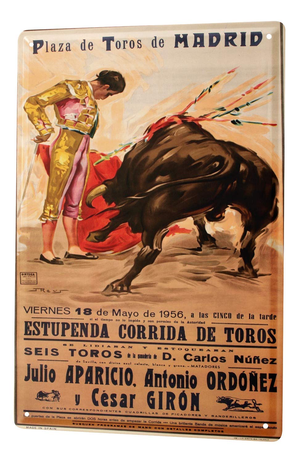 Yelacecca Metalsigna56304 World Tour Madrid Bullfight Bullfighter Poster Metal Plate Vintage Tin Sign Size: Approx. 20 * 30Cm/ 7.8 * 11.8 Inch(L * W)