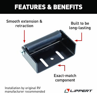 Lippert J-1 Roller for RV Slide-Out Systems, Exact Match Replacement Part, Nylon Roller, Solid Steel Plate, Elongated Screw Holes for Precise Placement, Roller, Base, Shaft, Two Push Nuts - 115611