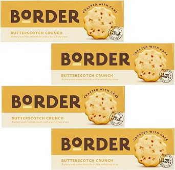 Border Biscuits Butterscotch Crunch Cookies Pack of 4 x 135g   Crunchy British Biscuits Made with Real Butter & Butterscotch, Perfect for Gifting Treats UK Tea