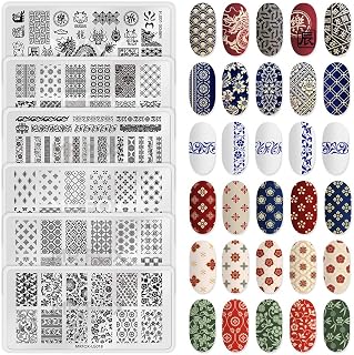 6 Pcs Nail Plates Stamping Set Dragon Patterned Chinese Traditional Decoration Style Nail Art DIY Stamping Template