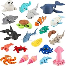 Cosiesnest 22Pcs Mini 3D Printed Animals, Ocean Animal Figurines   Articulated Sea Creature Models, Desk Decor Collectibles, 3D Printed Fidget Toys for Adults & Home Office Decoration