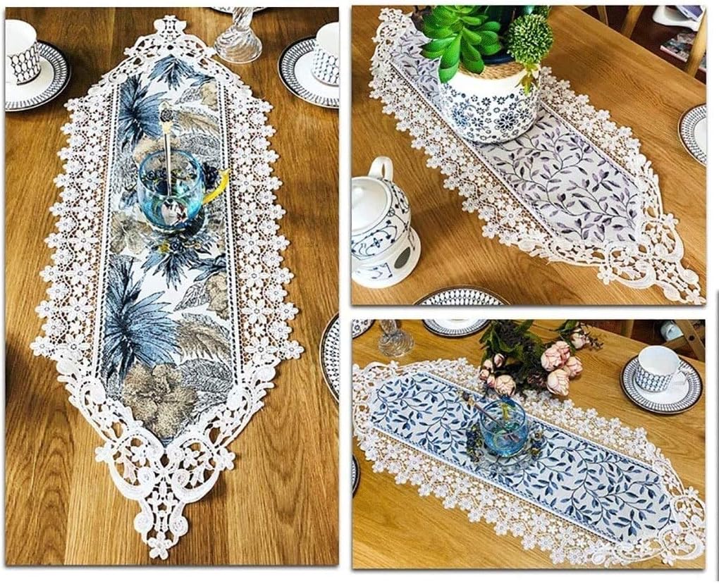Home Kitchen Table Runners Vintage Embroidered Rustic Romantic Wedding Decor Farmhouse Decor with Rose Wedding Party Table Runners Gourmet Dressing (D 35*280CM)
