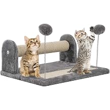 ADEPTNA Sturdy Durable Pet Cat Kitten Cat Scratching Post and Foldable Cats Scratch Board Full Sisal and Plush Covered with Toy Spring Play Balls Pet Healthy Activity