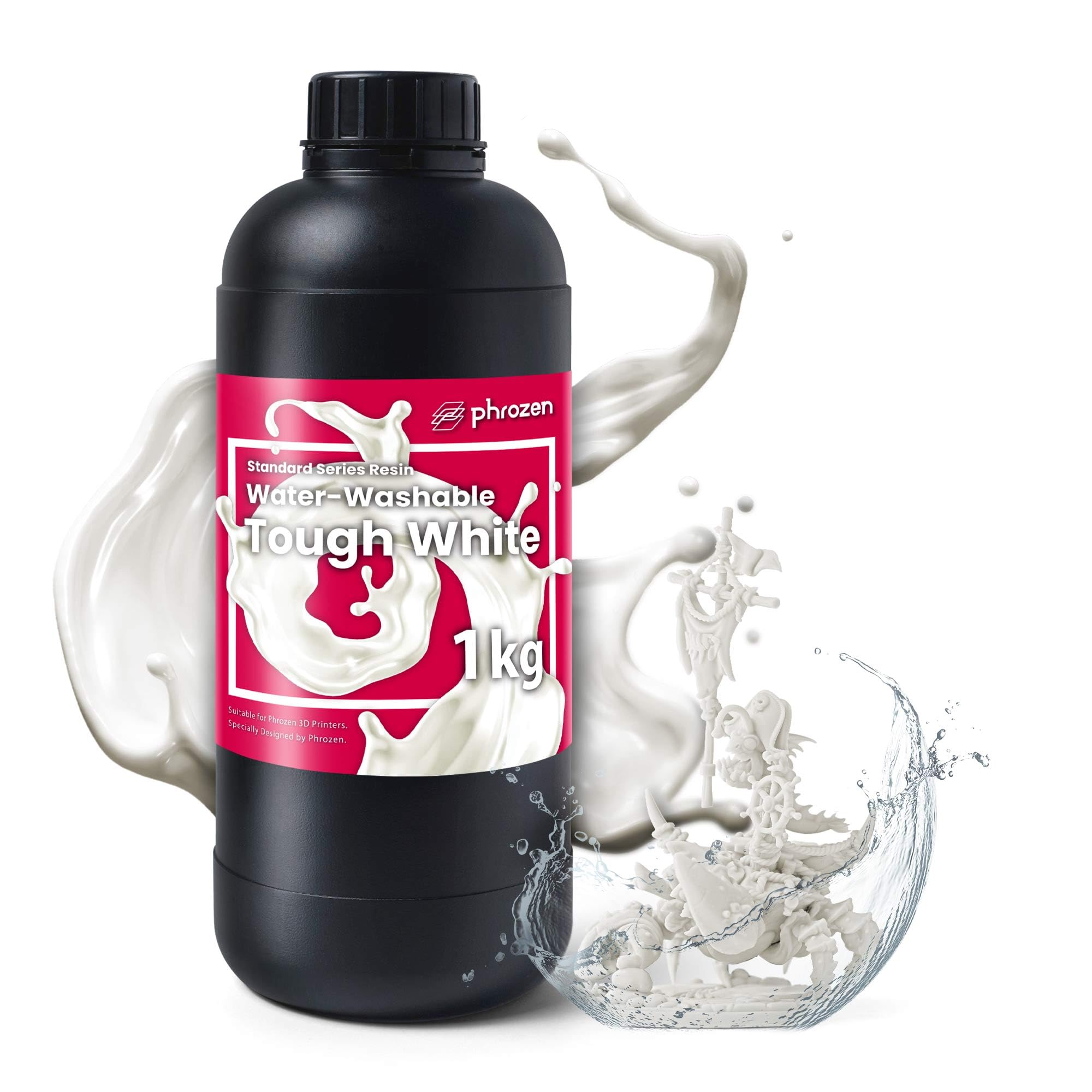 Phrozen Tough Resine Lavable à l'Eau | 405 nm UV Photopolymère Resin pour impression 3D LCD/DLP/SLA | Faible Odeur, Résistance Durable - Blanc (1kg)