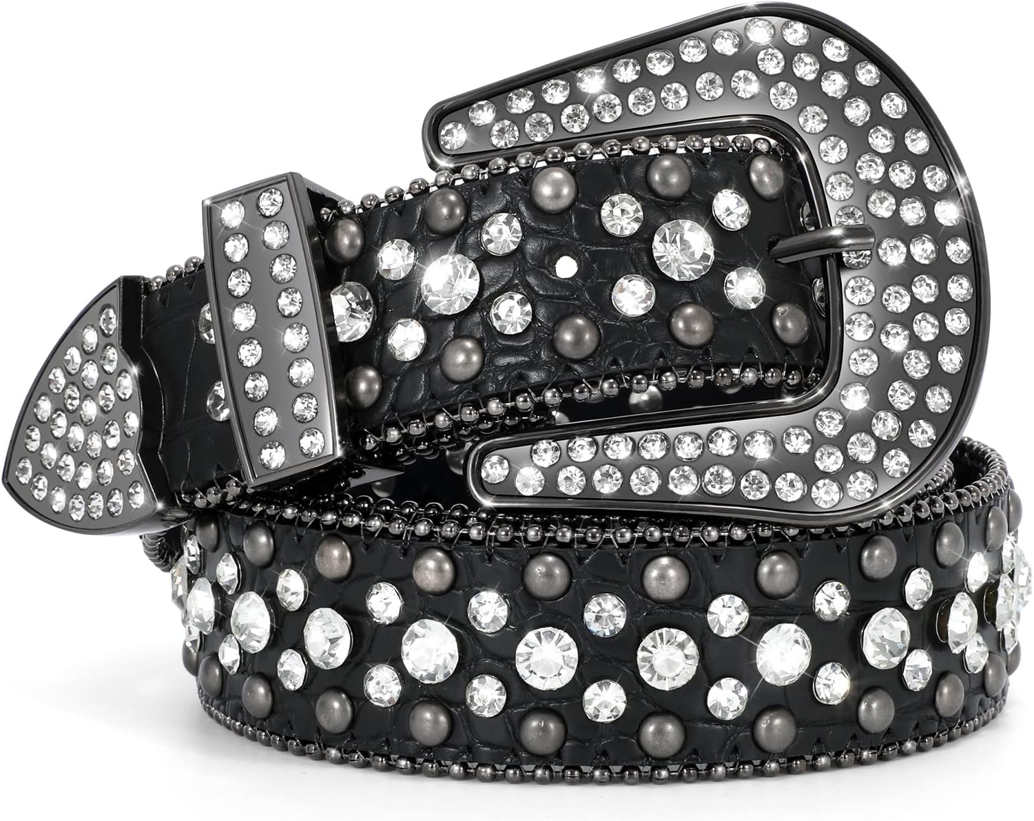 JASGOODRhinestone Belt for Women and Men Ladies Weatern Cowgirl Cowboy Bling Belt for Jeans Pants Dress