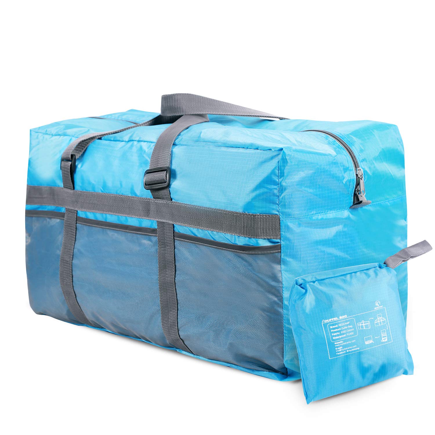 REDCAMP Foldable Travel Bag, Large Sports Bag, 75L/96L/100L, Lightweight Waterproof Tote Bag, Blue 75l, 75L