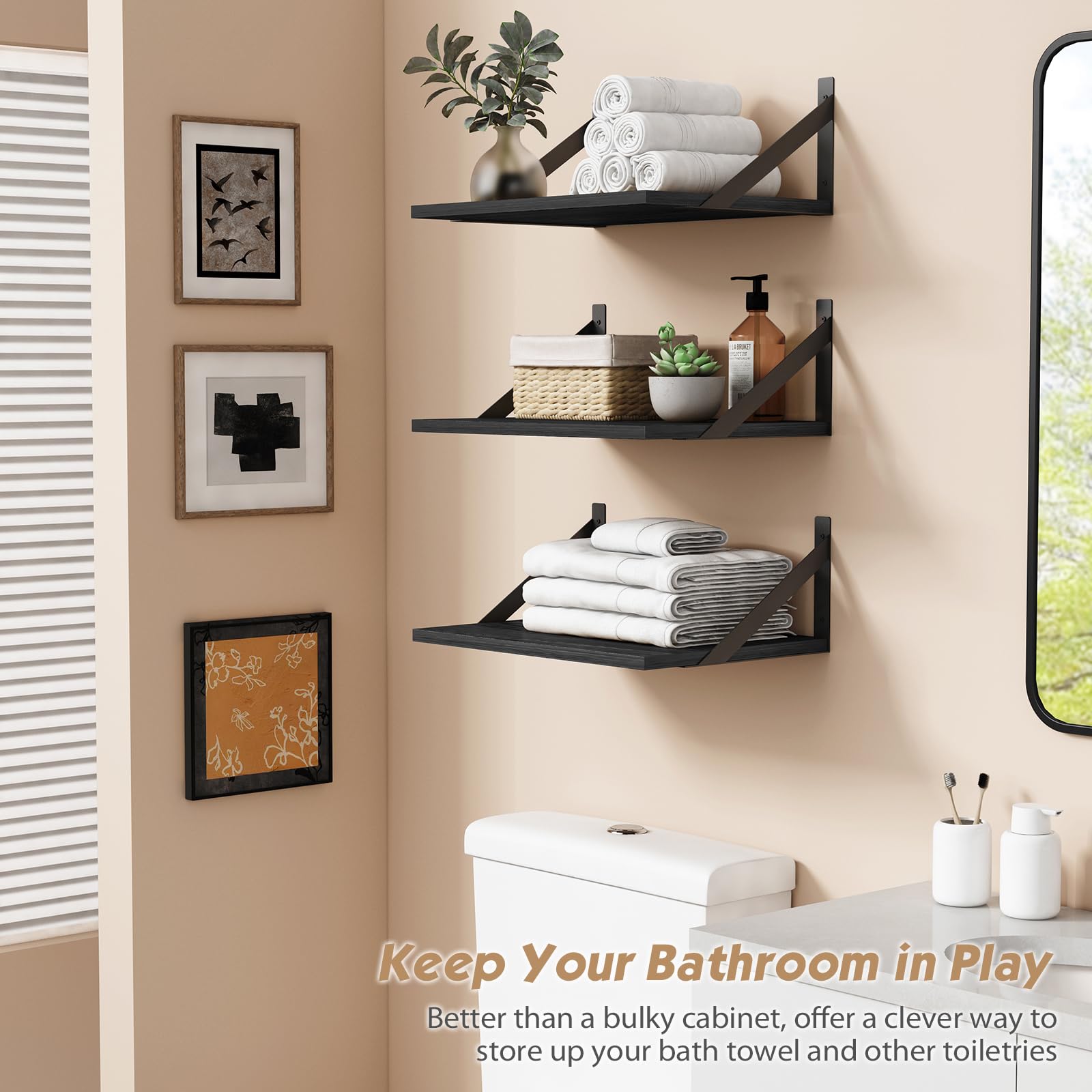 Snapklik.com : Forbena 12 Inch Deep Floating Shelves For Wall, Wide