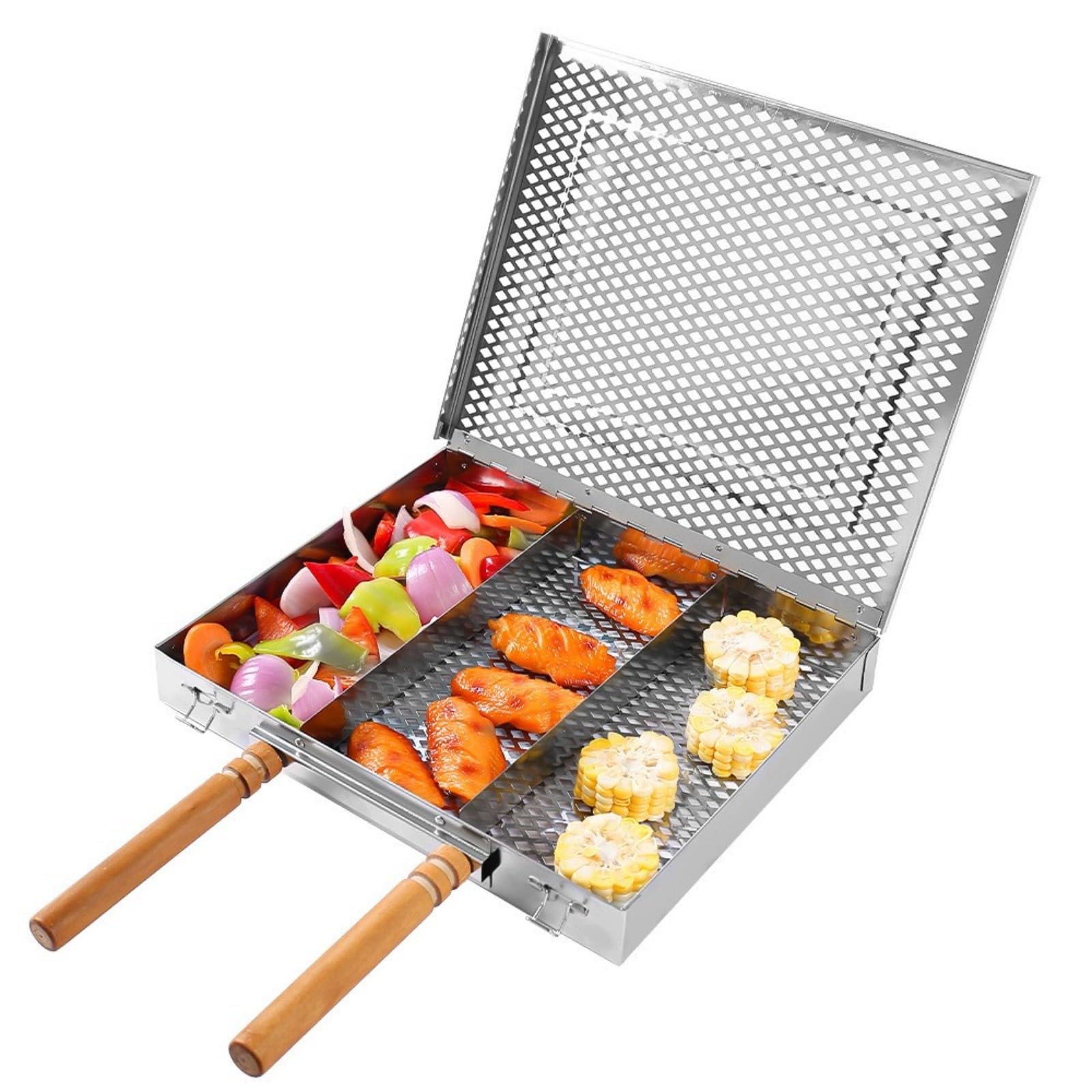 Parrilla rectangular antideslizante, utensilios de barbacoa para pescado, carne, verduras, fácil de limpiar, accesorios de barbacoa, bandeja rectangular para barbacoa