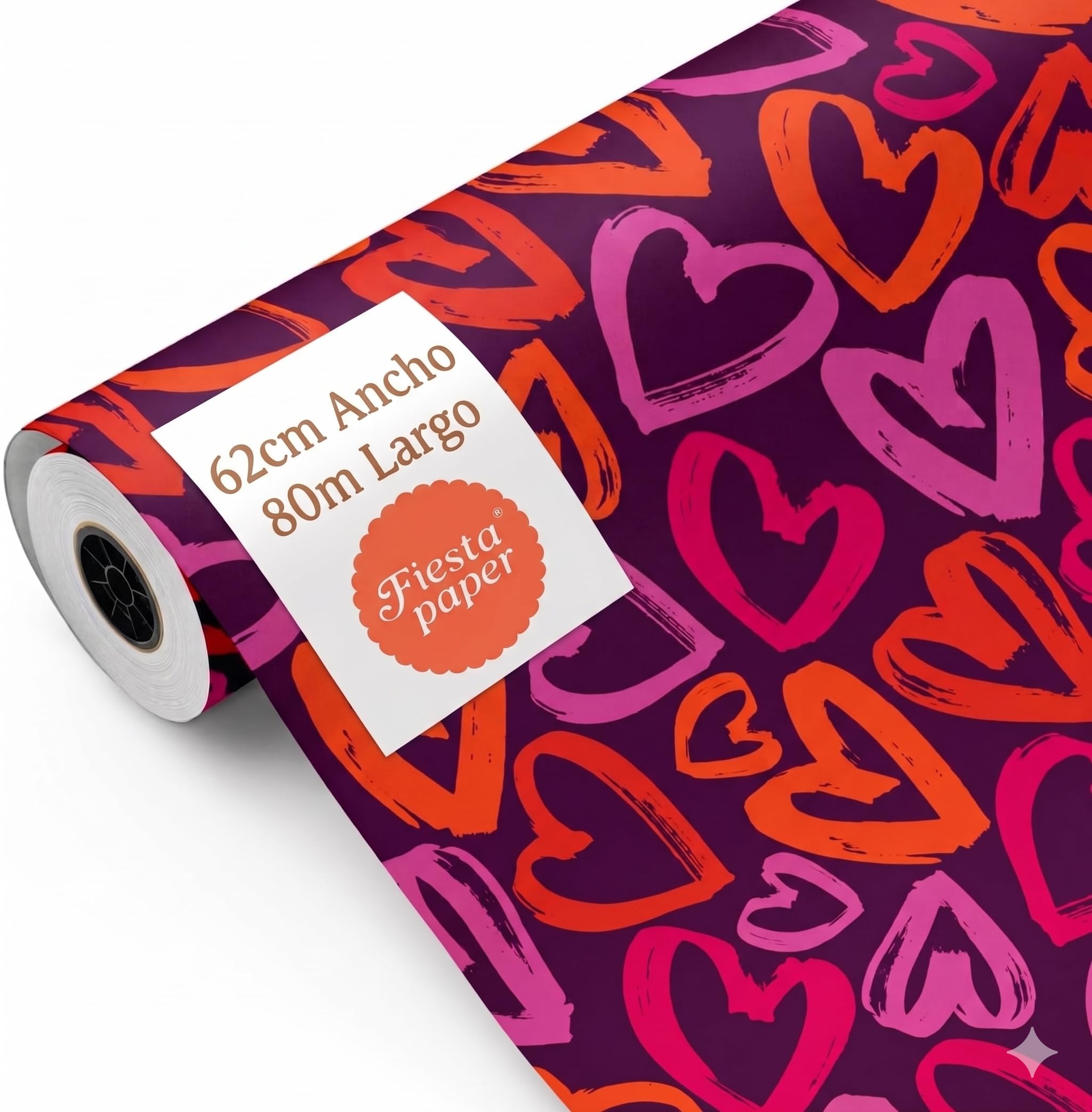 Geschenkpapier, große Rolle, 62 cm x 100 m • Herzen B • Ideal für: Geschäfte, Geschenkverpackungen, Geburtstage, Babypartys, Hochzeiten, Dekoration [FP Partys]
