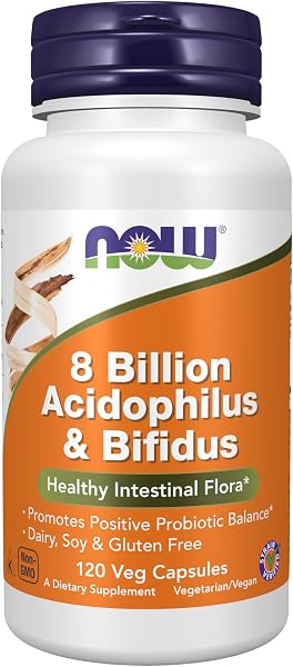 NOW Foods 8 Billion Acidophilus & Bifidus 120 Count