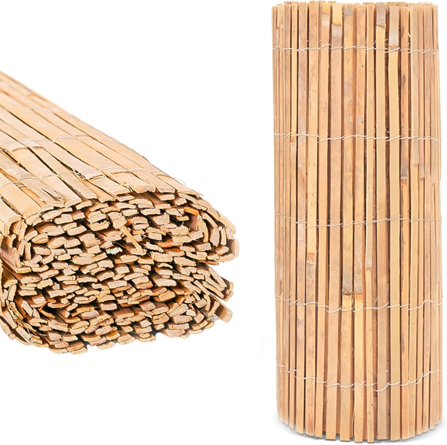 BLADO Natural Bamboo Slat Fence - Screening Slatted Roll for Garden Outdoor Wind/Sun Protection-Garden Privacy Shield-Fence Panel (H: 1.5M x L: 4M)