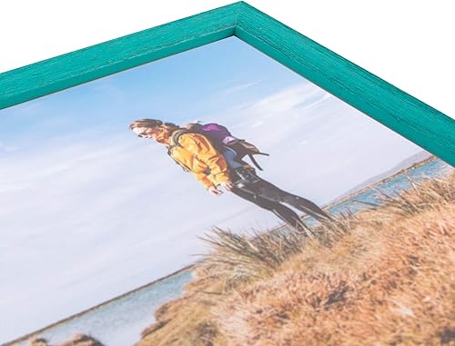 Miniatura 3 de Marco de cuadro turquesa rústico de madera dura de 75 in de ancho.