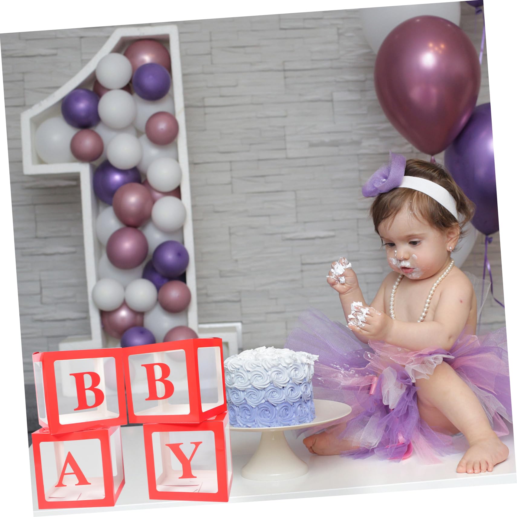 4 Stück Rote Ballonboxen aus Papier und Pvc für Babyparty