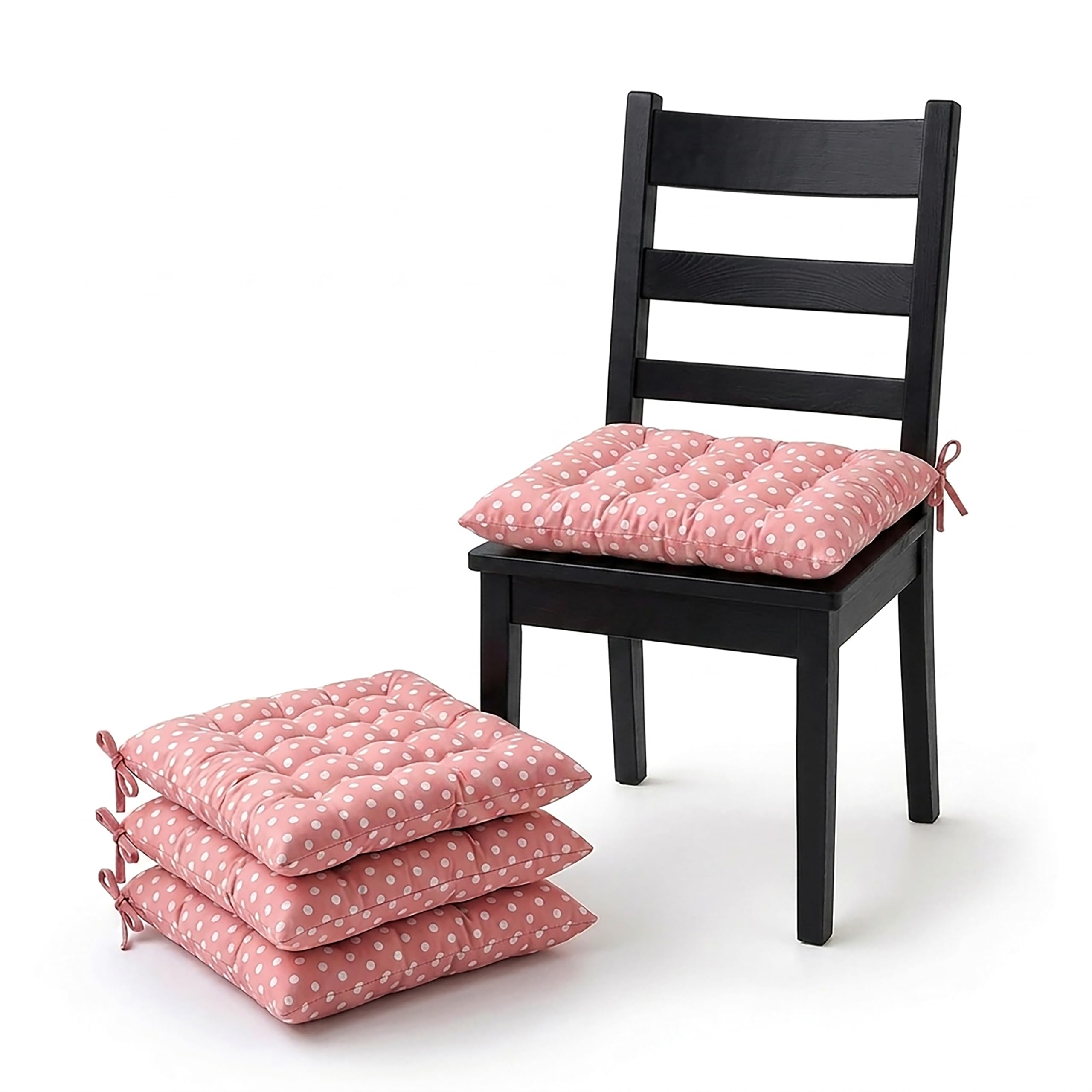 Cotton Printed Cover with Microfiber Filling -Soft & Comfortable Sitting, Pressure Relief, Portable, in-Door, Out-Door Chair Pads/Back Support/Seat Cushion Pack of 4 with Ties-image-34