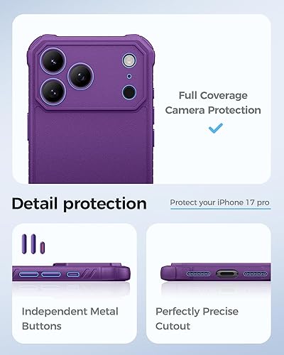 Miniatura 6 de Funda para iPhone 17 Pro con soporte y botón de control de cámara, compatible con MagSafe y protección completa de la cámara, funda delgada de