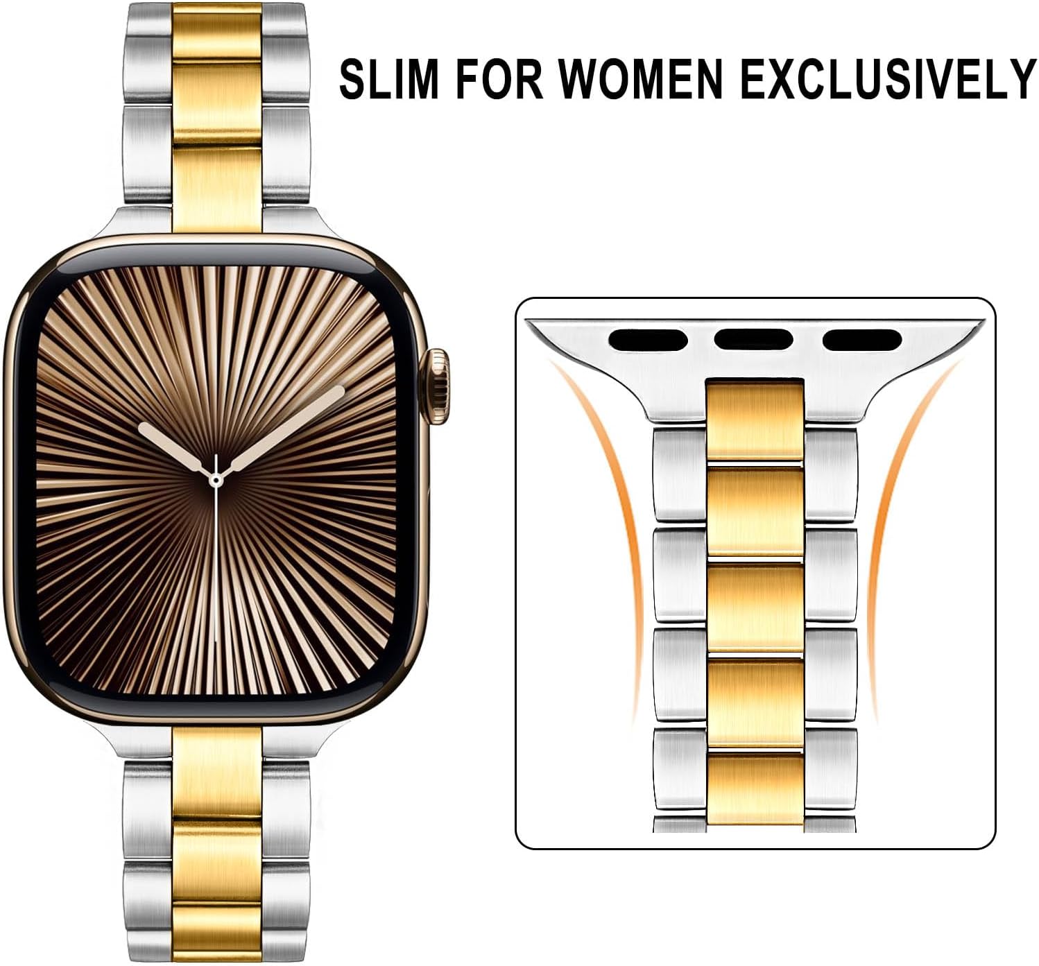 TRUMiRR Band for Apple Watch Series 11 10 42mm 46mm 9 8 7 41mm 45mm Starlight Women, Slim Stainless Steel Watchband Feminine Strap for iWatch Ultra SE 3 2 Series 6 5 4 40mm 44mm - Image 3