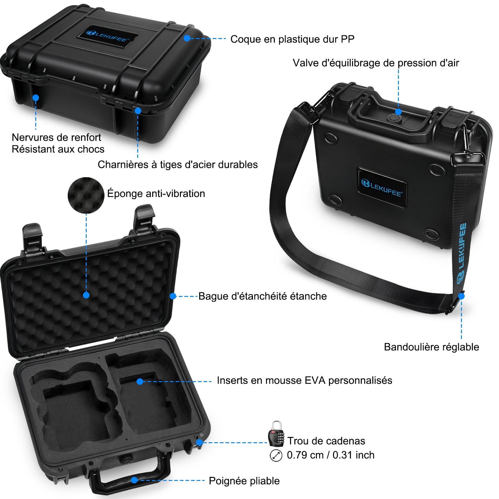 LEKUFEE Boîte Rigide étanche et Portable pour Drone DJI Neo 1, Bundle Fly More DJI Neo 1, télécommandes RC-N3, RC-N2 et Accessoires (étui Seulement)