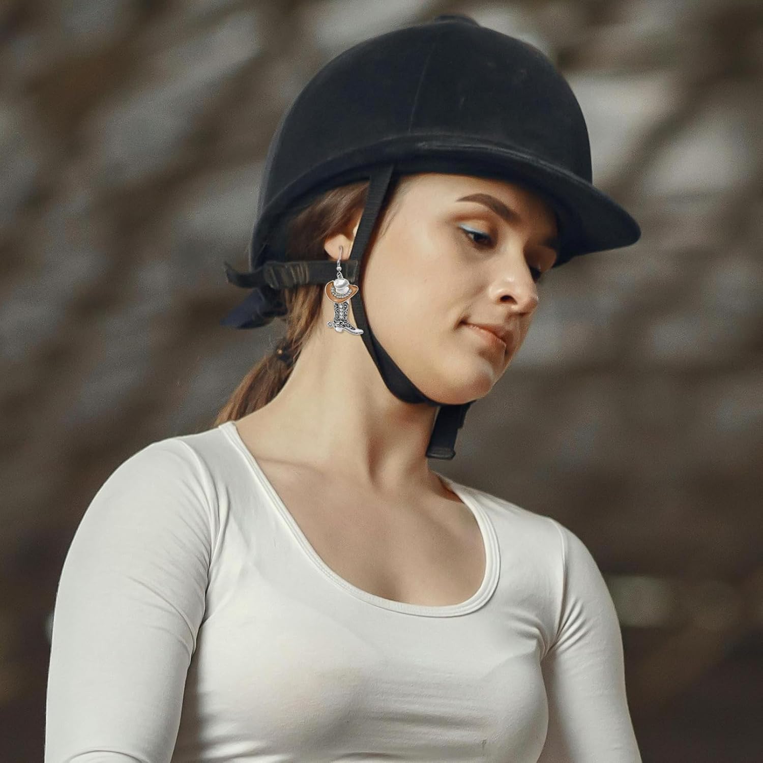 RechicGu Western Cowgirl Hat Boots Earrings Enamel Cowboy Hat Sparkly Rhinestone Boot Dangle Earrings Prom Country Concerts Rodeo Cowboy Outfits Jewelry Gift for Women - Image 2