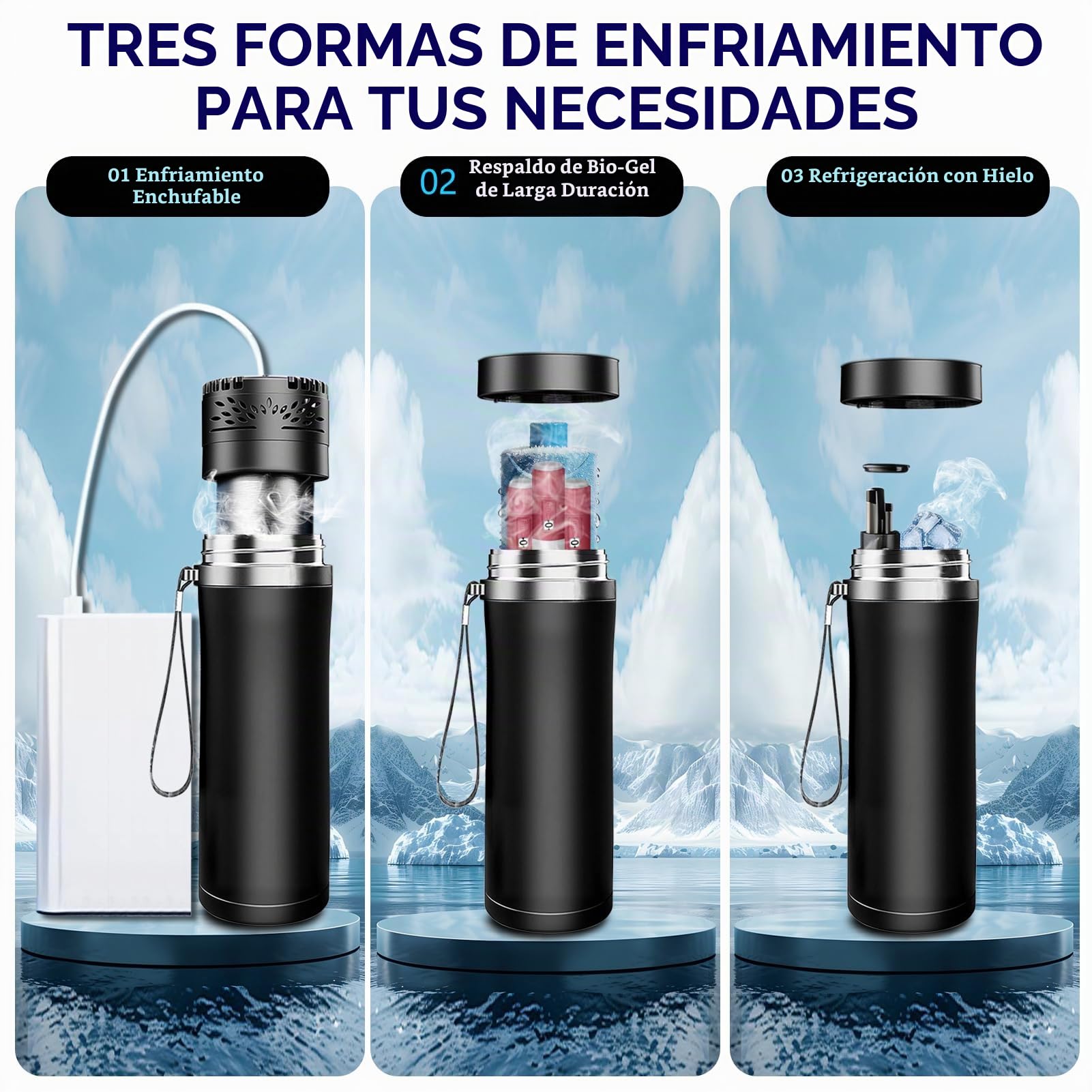 3 IN 1 Nevera Insulina Viaje con USB, Portatil Enfriador Insulina Electrico | Nevera Medicamentos Portatil con Caja Gel ,Botella para llevar Insulina Viaje en Avion, Estuche Insulina Frio Viaje Largo