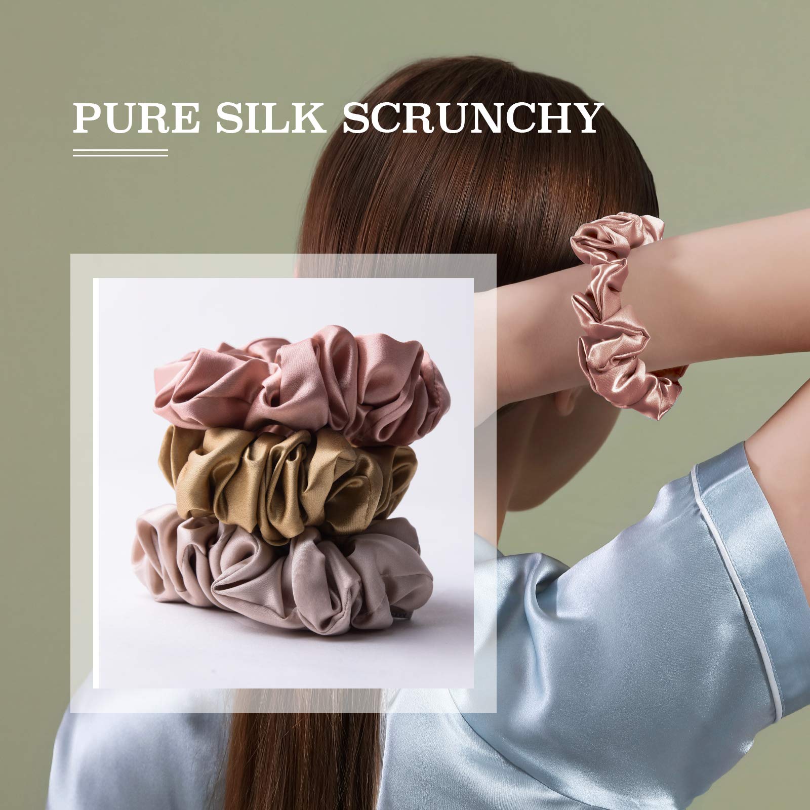 Silk Scrunchies 3 Pack Pure Mulberry 22 Momme Hair Ties Prevent Breakage Amazon.com : SEMRUE 22 Momme 100% Pure Mulberry Silk  main image 2