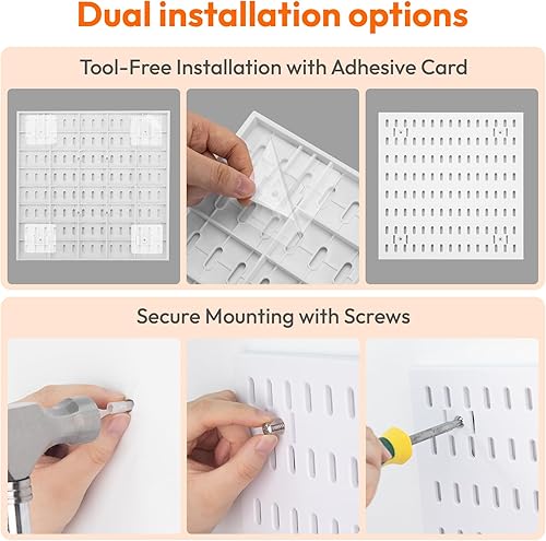 Miniatura 4 de Organizador de pared de tablero de clavijas blanco, panel de plástico con clavijas, organizador de herramientas de almacenamiento de garaje para