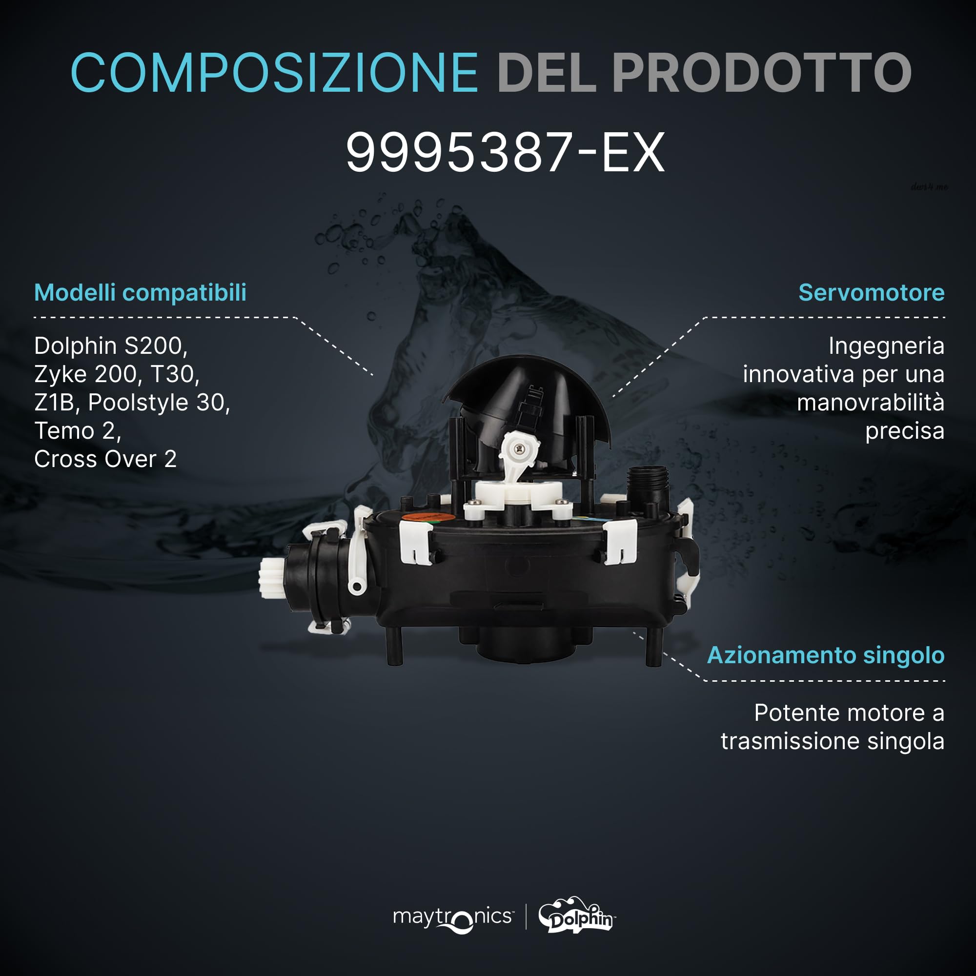 Dolphin Pezzo di Ricambio Originale unità Motore del pulitore robotico per Piscina - Codice 9995387-EX