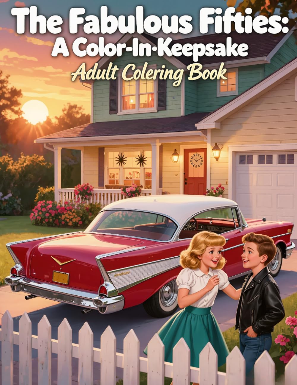 The Fabulous Fifties: A Color-In-Keepsake: Adult Coloring Book with Vintage 1950s Nostalgia, Retro Fashion & Iconic Design Illustrations