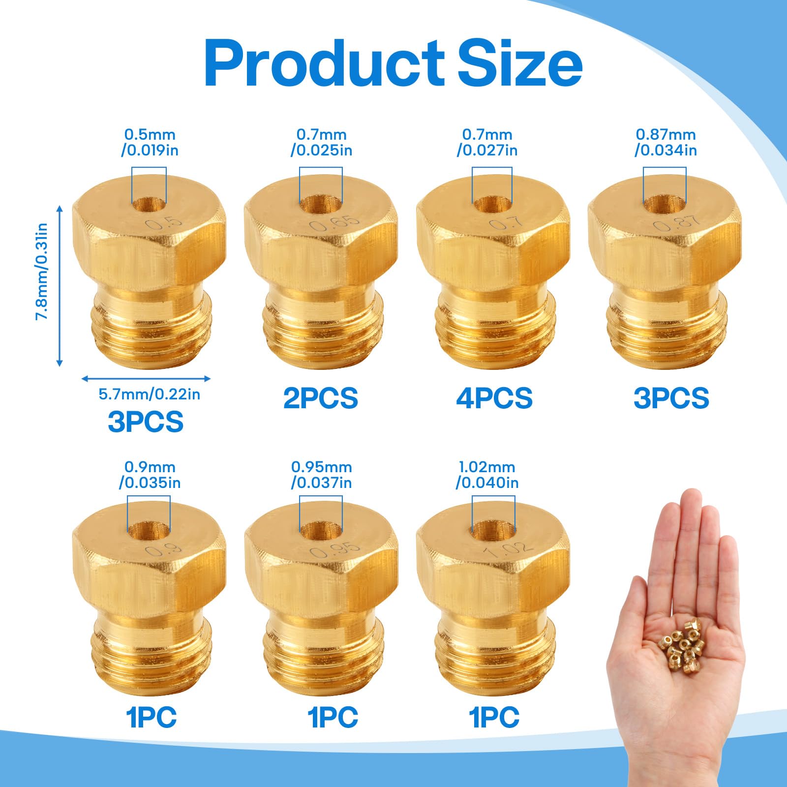 15 Piezas Inyectores Cocina Gas Butano, Universales Conjunto Inyector Quemador Para GLP Para Gaseera, Cocina Y Placa Inyectores Cocina Gas Butano, 0.5-0.65-0.7-0.80-0.87-0.90-0.95-1.02 — view 2