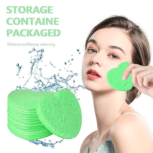 Miniatura 4 de Esponjas faciales comprimidas de celulosa natural, esponja facial con forma de corazón, esponja facial para limpieza facial, exfoliación y