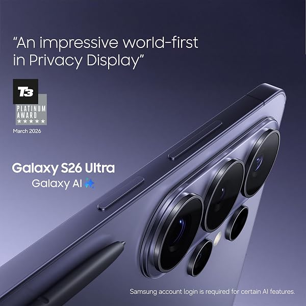 The Samsung Galaxy S26 Ultra AI Phone in Black, showcasing its sophisticated design and advanced camera system.