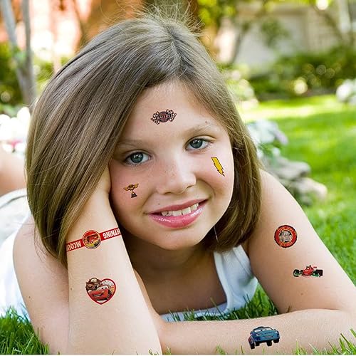 Miniatura 5 de Tatuajes temporales para automóvil, tatuajes falsos extraíbles, juguetes de carreras de rayos, suministros de fiesta de cumpleaños, calcomanías para