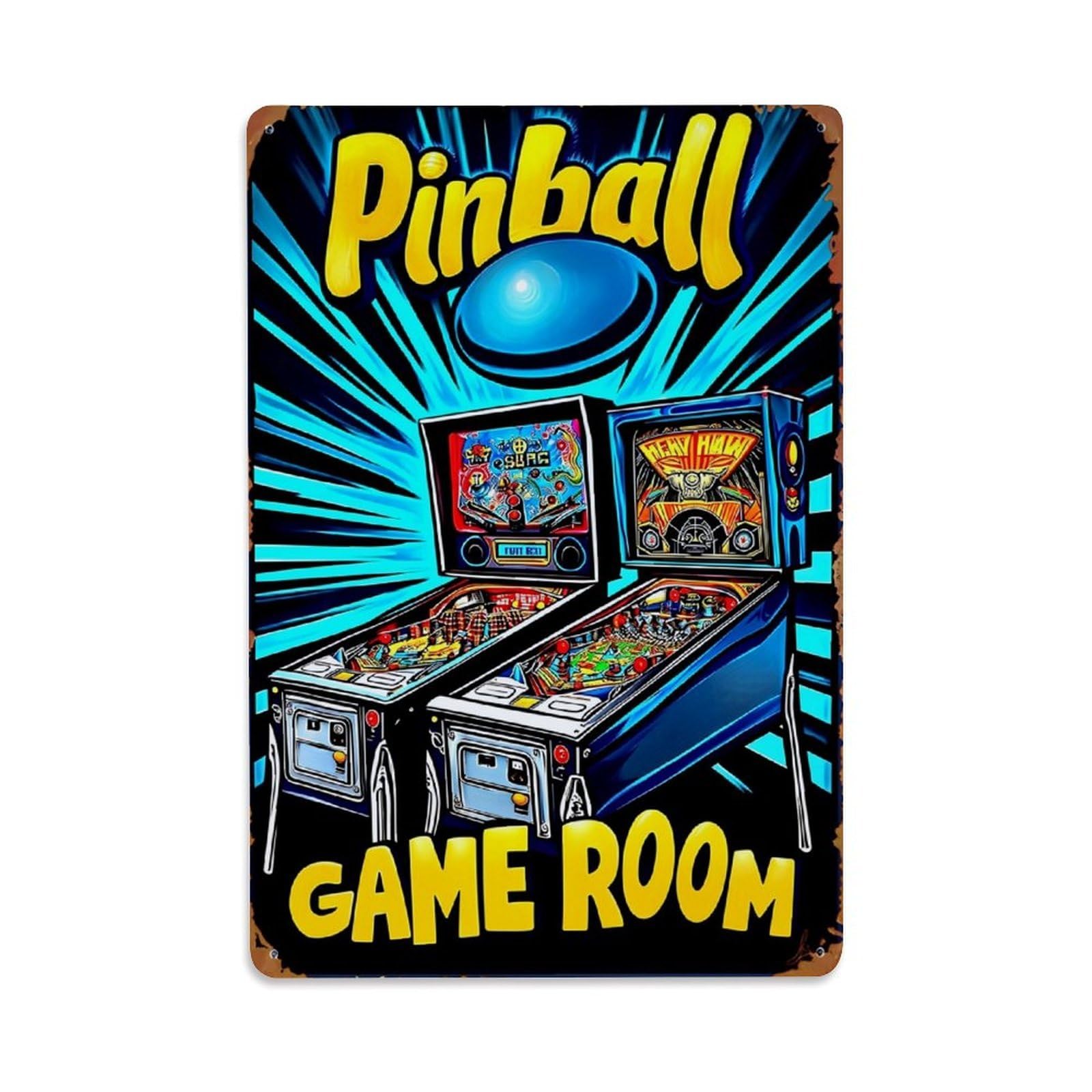 Nestemfo Vintage Pinball Game Room Arcade Machines Tin Sign Metal Sign, Living Room,Bar, Home, Bedroom Wall Decor,Retro Metal Poster 8X12 Inches