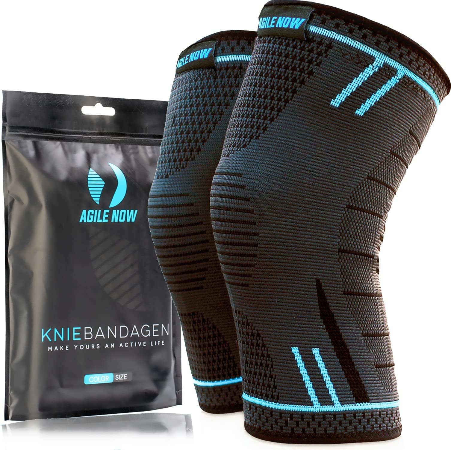 Kniebandage 2er Set Premium stabilisiert & schützt die Gelenke bei jeder Bewegung, Knie Bandage für Damen & Herren, rutschfeste & atmungsaktive Knee Pads, für jede Sportart