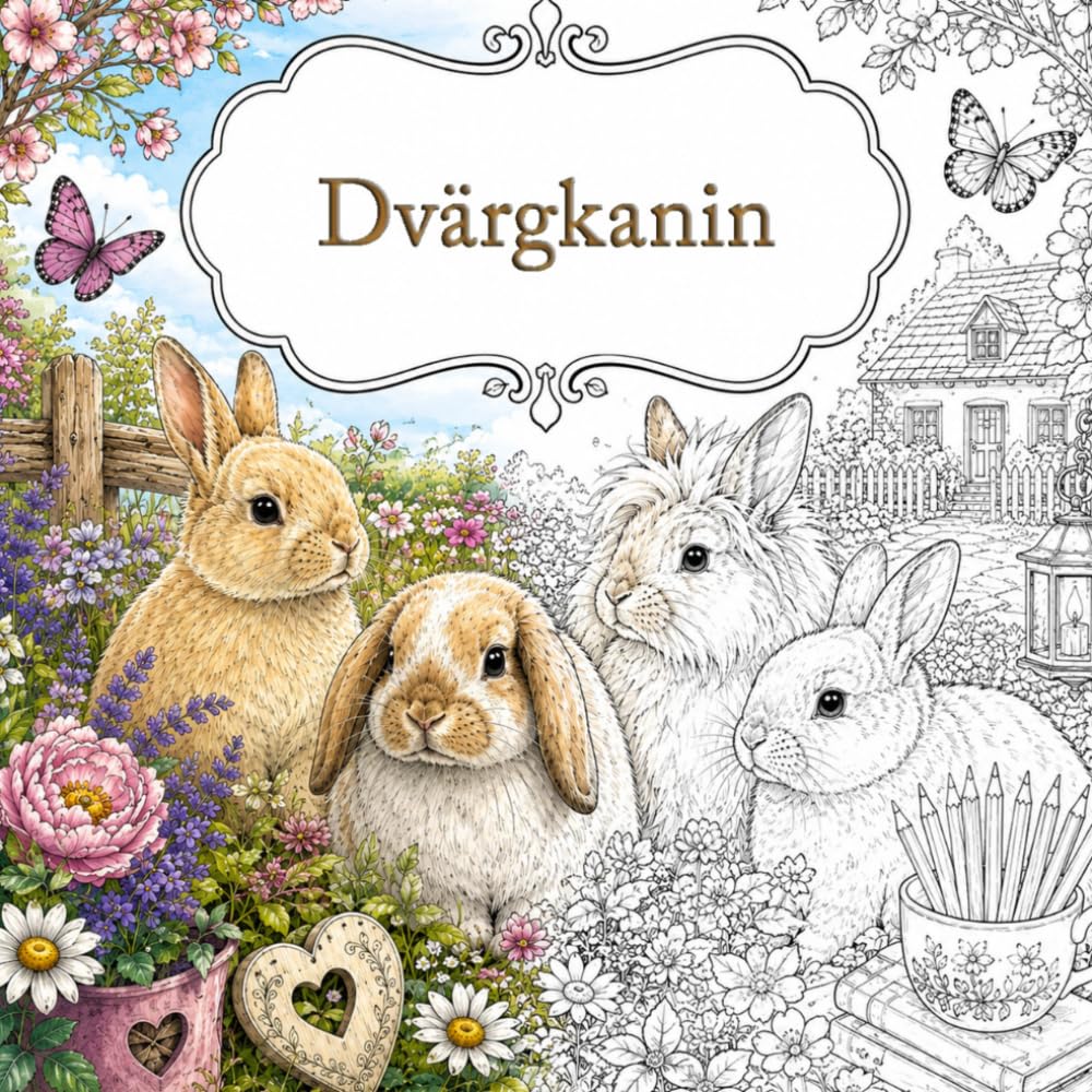 Målarbok med Dvärgkaniner: Söta Dvärgkaniner att Färglägga – Avkoppling och Glädje för Barn och Vuxna