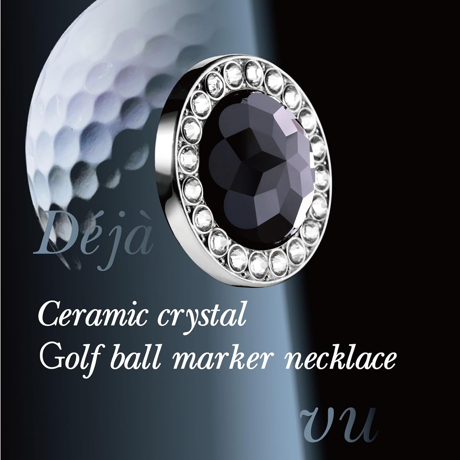 Golf Ball Marker with Ceramic Crystal Ball Marker Necklace (20mm Small Size) Gifts Accessories Women Golfers