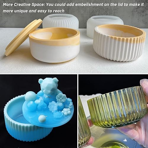 Miniatura 6 de 2 moldes de resina para tarros grandes con tapa, caja de resina de silicona, molde cilíndrico para resina epoxi, joyería, portavelas, organizador de