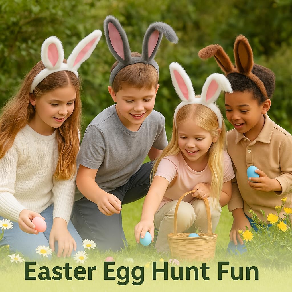 Gray Bunny Ears Headband – Plush Rabbit Ears Costume Accessories for Kids, Girls, Women – Cosplay Bunny Outfit, Halloween Dress Up, Easter Party Supplies - Image 9