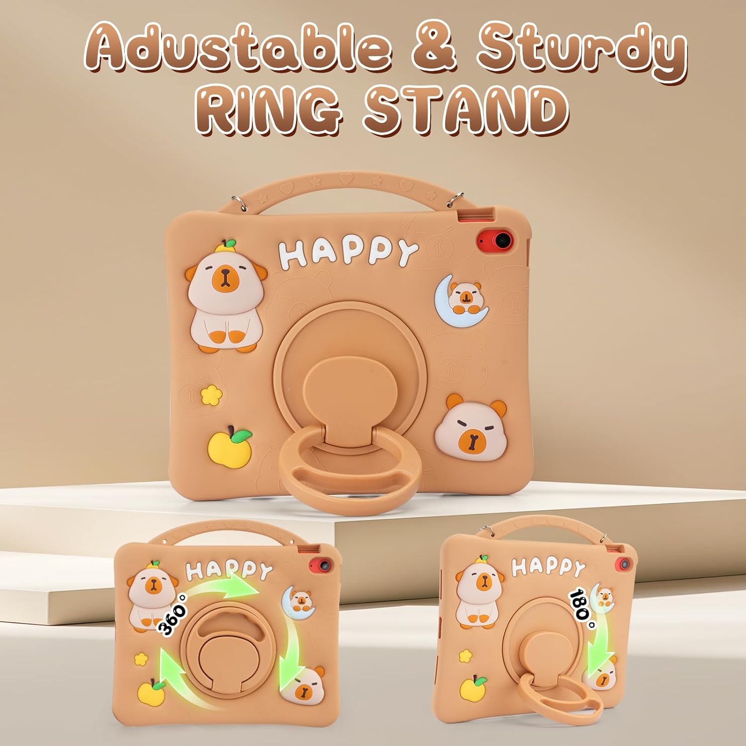 Capybara Kids Case for iPad mini 7 A17 Pro 2024/Mini 6 2021, 6th/7th Generation 8.3 inch, with 360 Rotating Stand, Adjustable Strap & Pencil Holder