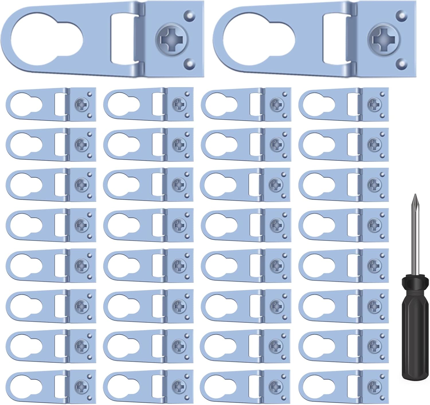 30 Sets of Metal Frame D-Ring Picture Hangers with Screws and Screwdrivers - for Open-Type Frame Channels Will Not Damage Photo Frames