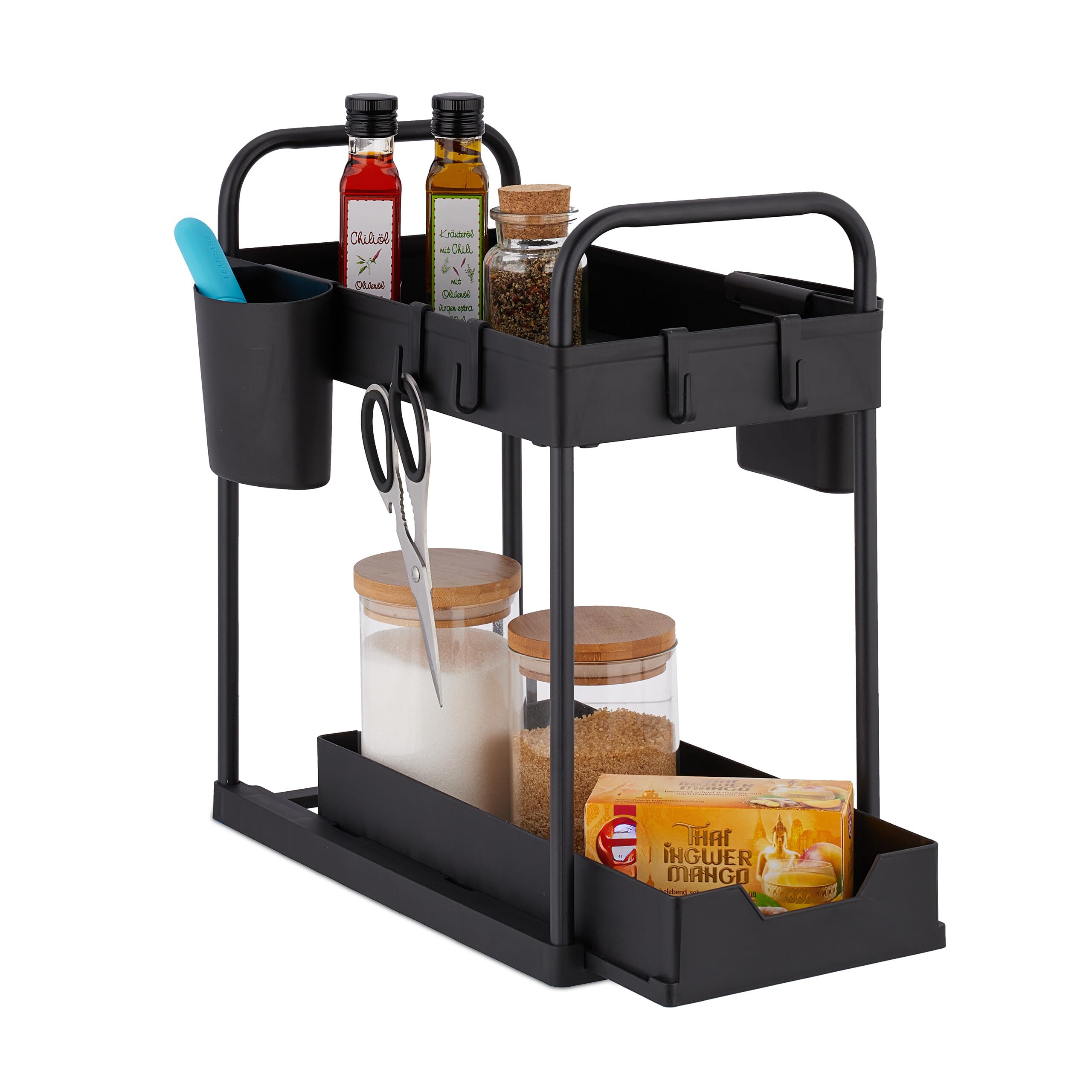 Wuudi Uittrekbare kast, onderwastafel kast organisator, schuifmand lade voor kleedkamer of keuken, (wit