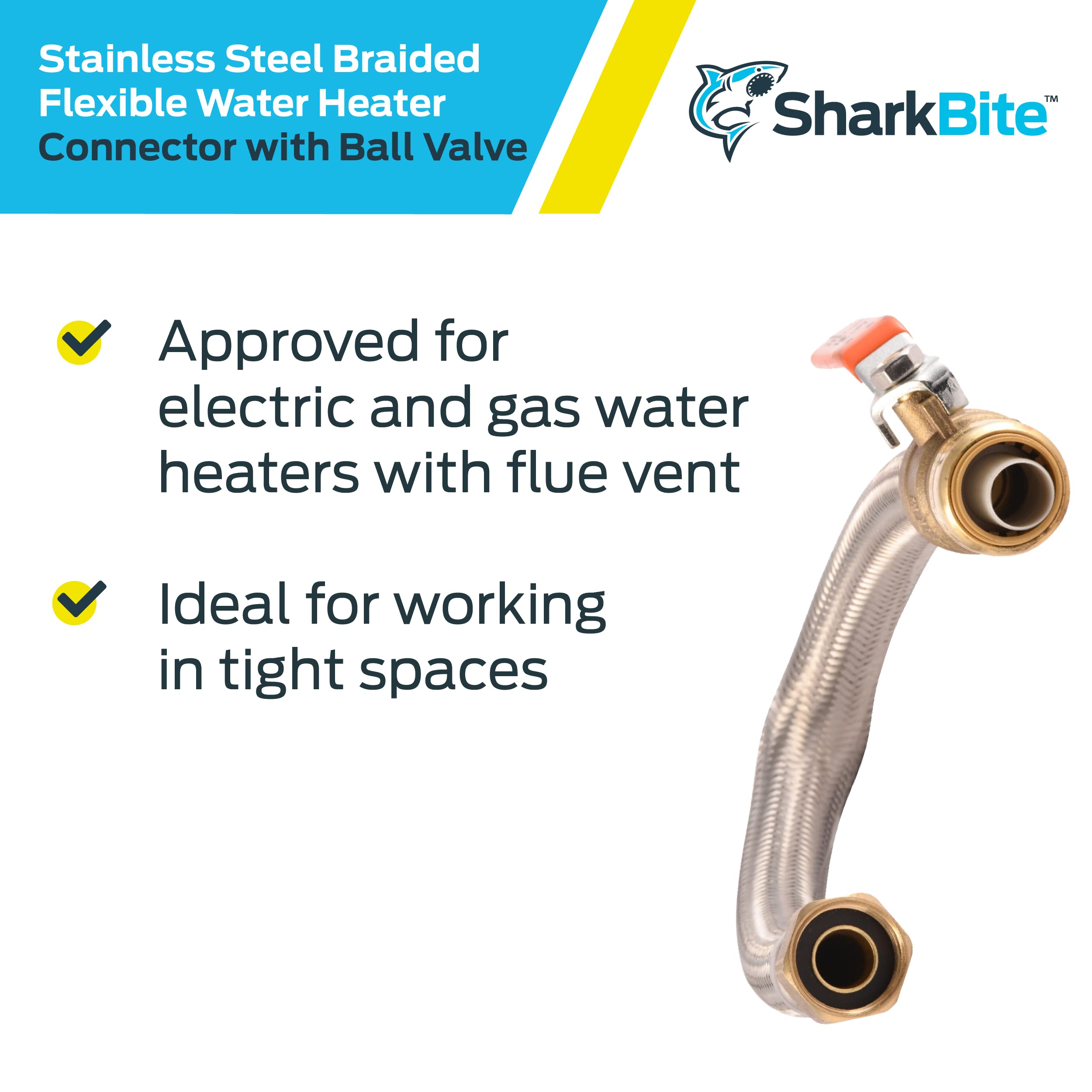 SharkBite U3088FLEX18BVLFA Flexible Water Heater Connector with Ball