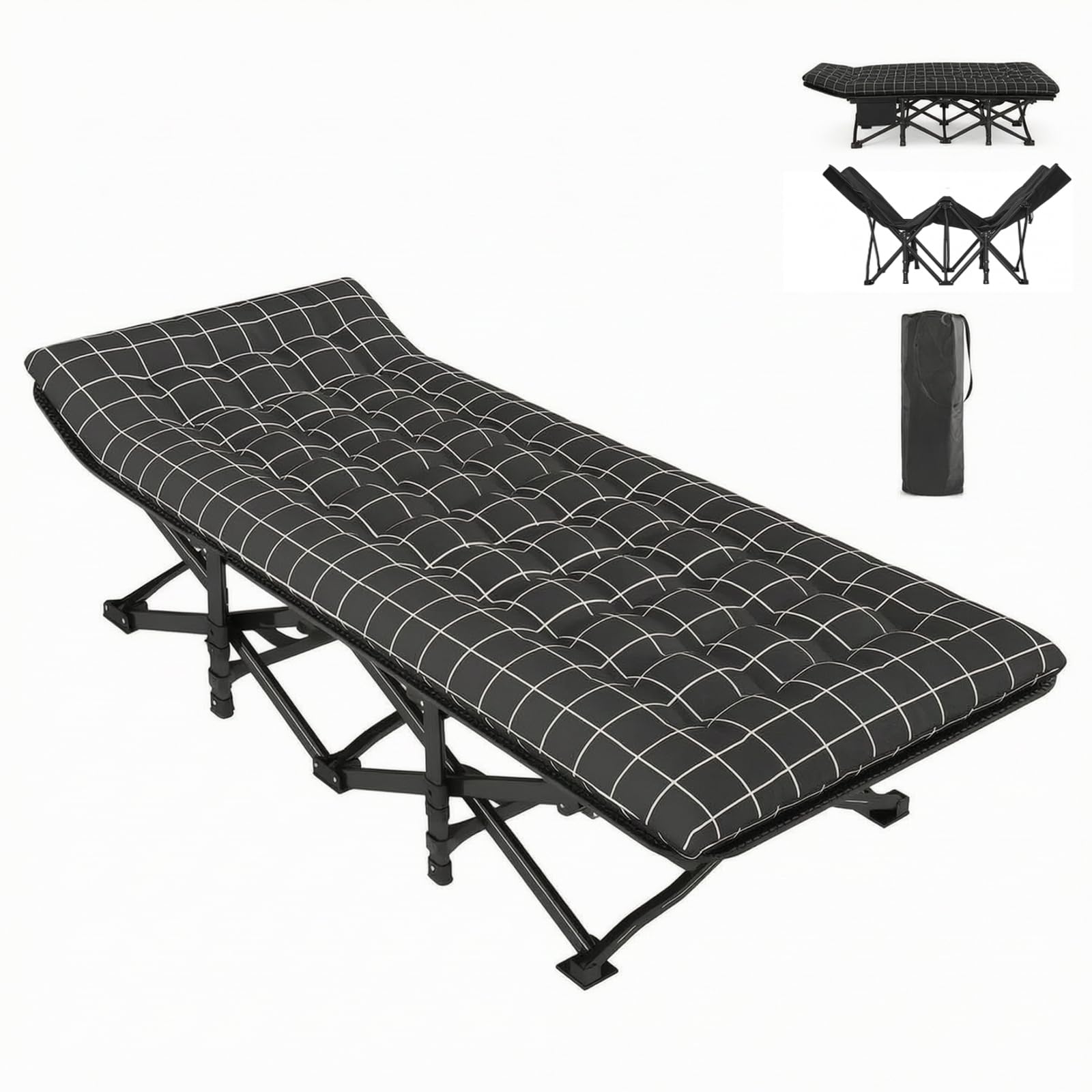 SH-RuiDu Camping Cot with Mattress, Heavy Duty Folding Camp Bed for Adults