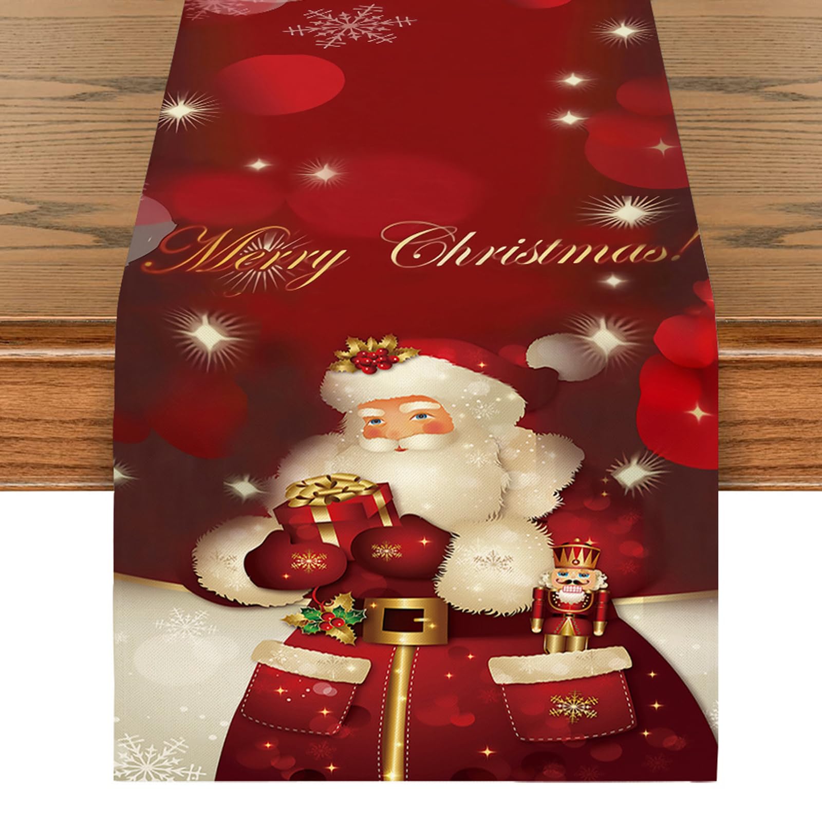 Odot Christmas Table Runner, Seasonal Fall Winter Kitchen Dining Table Decoration Red Long Tablecloth Machine Washable for Christmas Events Home Decor (Christmas 9,33x150cm)