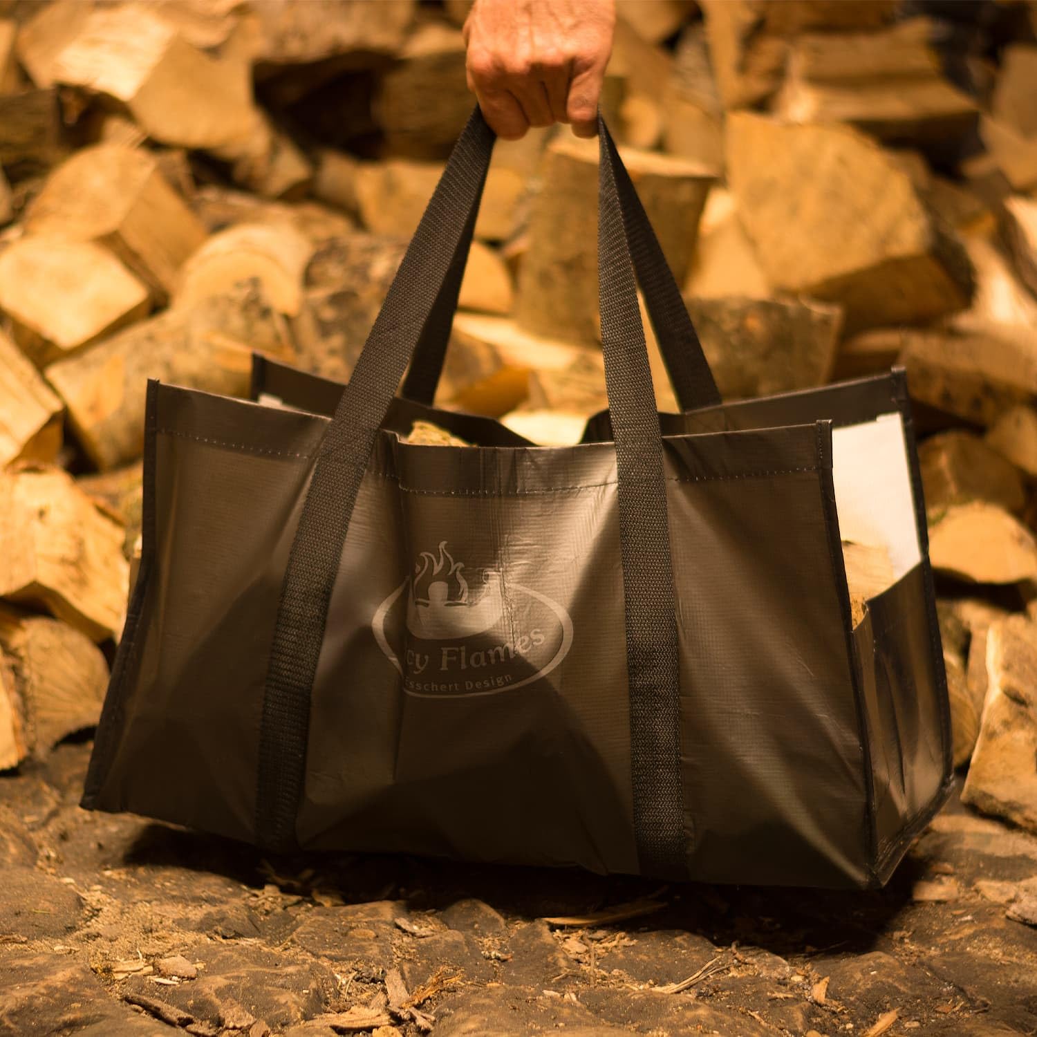 CKB LTD Large Firewood Carrier Bag, Multi-Purpose Heavy Duty Tote, Traditional Easy Carry for Fireplace Wood Stoves, Logs - Image 4