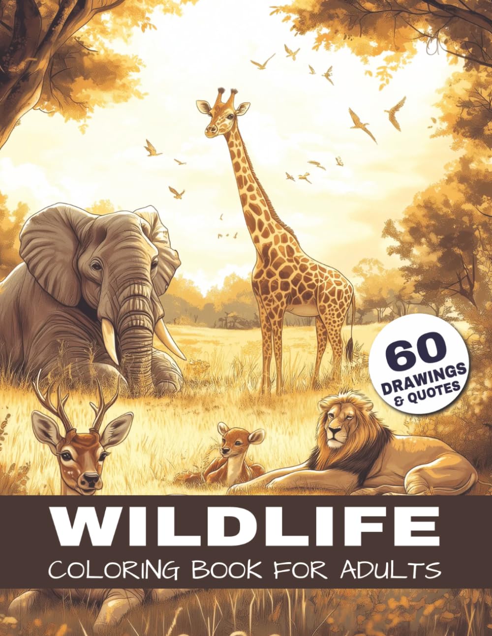 Wildlife Coloring Book for Adults: 60 Wildlife & Nature Coloring Pages with Lions, Elephants, Deer, Tigers, and More - Plus 60 Fascinating Animal ... (The Ultimate Nature Coloring Book Series)