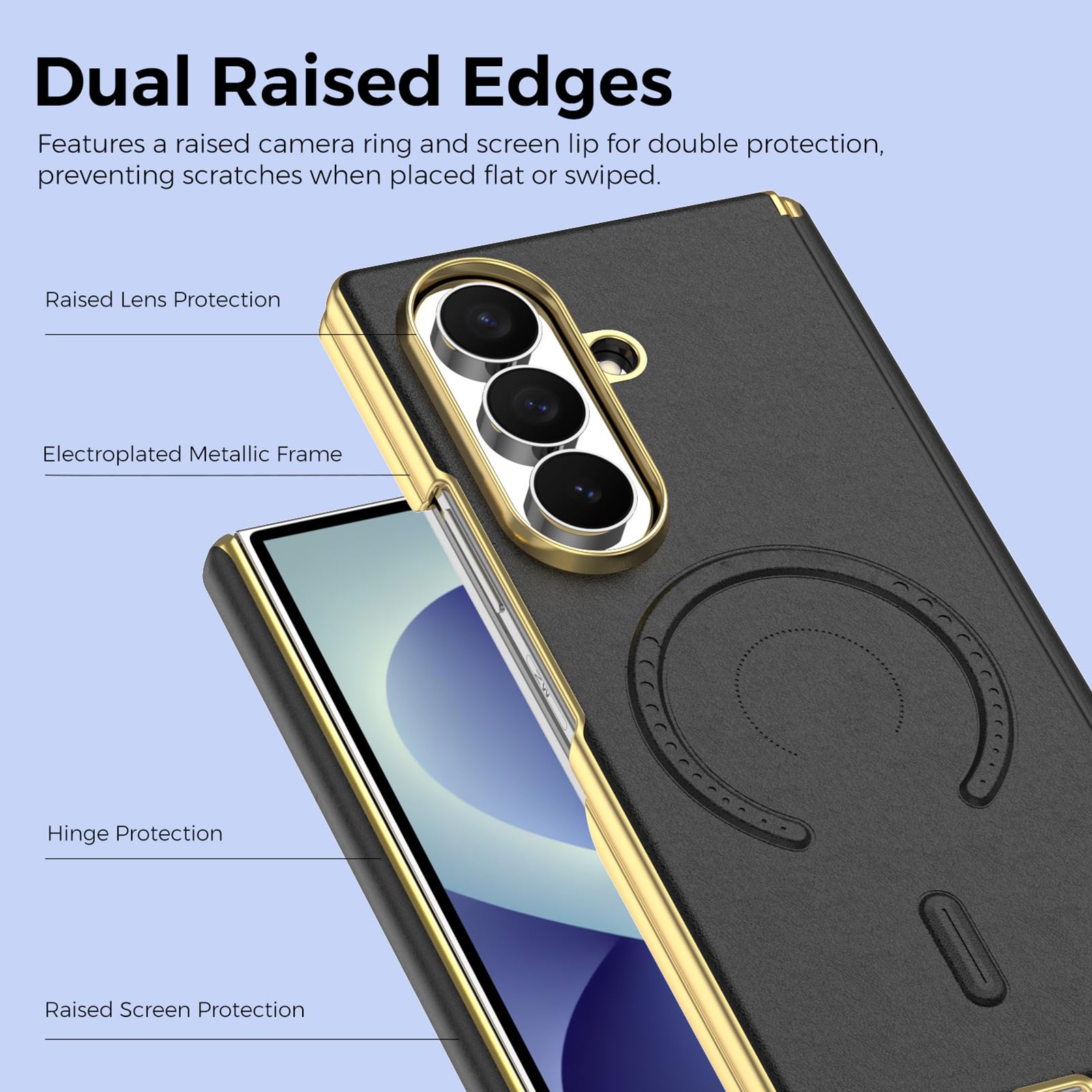 Per Samsung Galaxy Z Fold 8 Ultra Custodia Magnetica, Pelle Litchi Cerniera | Cover business con pellicola schermo. Carica wireless antishock, protezione lente totale(Purple)
