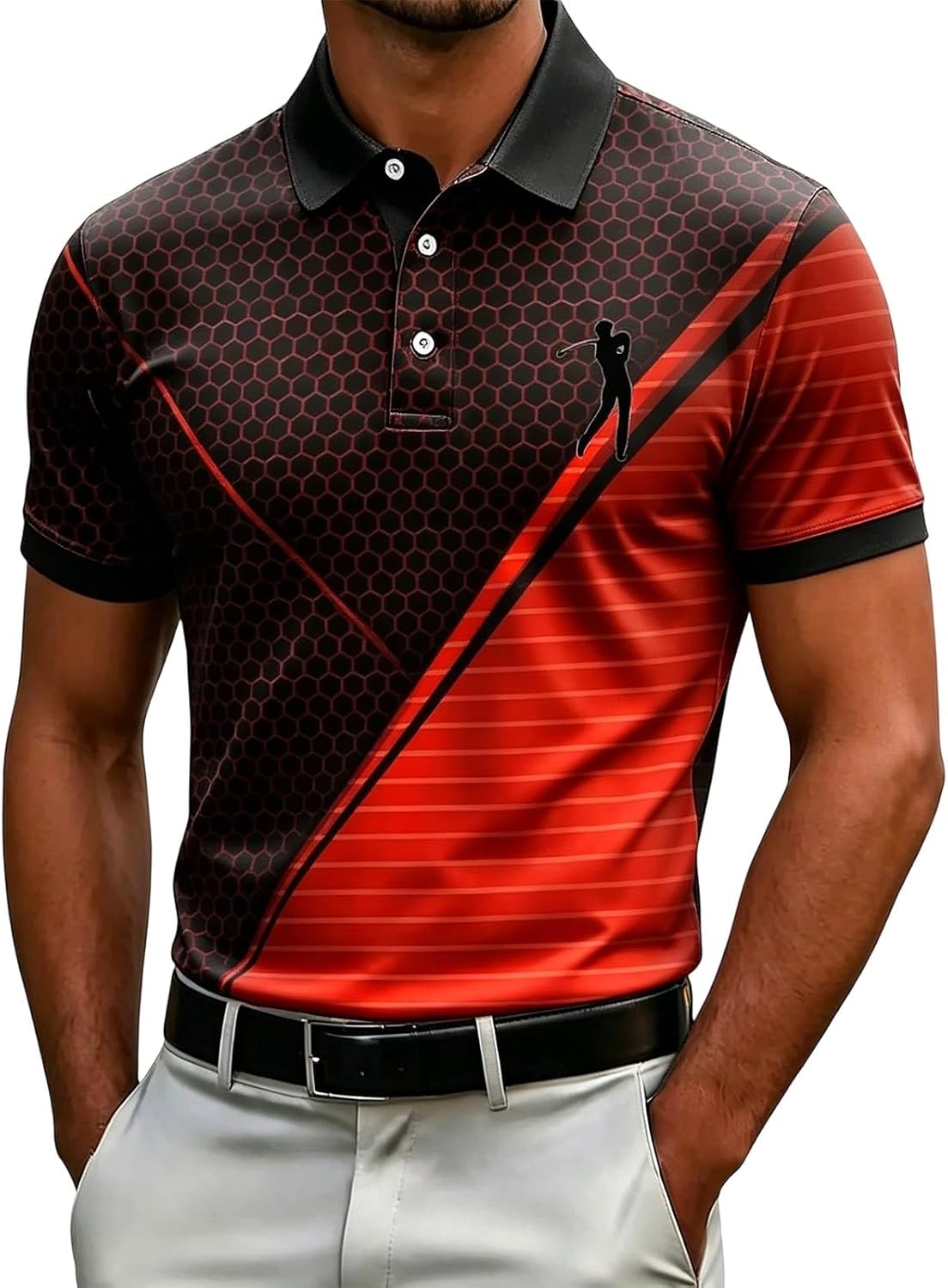 HJINGSUN Golf Shirts for Men Novelty Short Sleeve Polo Shirt | Weekend Golf Games, Casual Office Days, Summer Outings, Lunch Meetups, Travel, Resort Lounging, Commutes, Club Socials